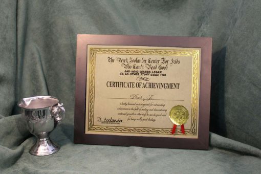 Derek Zoolander School Certificate of Achievingment