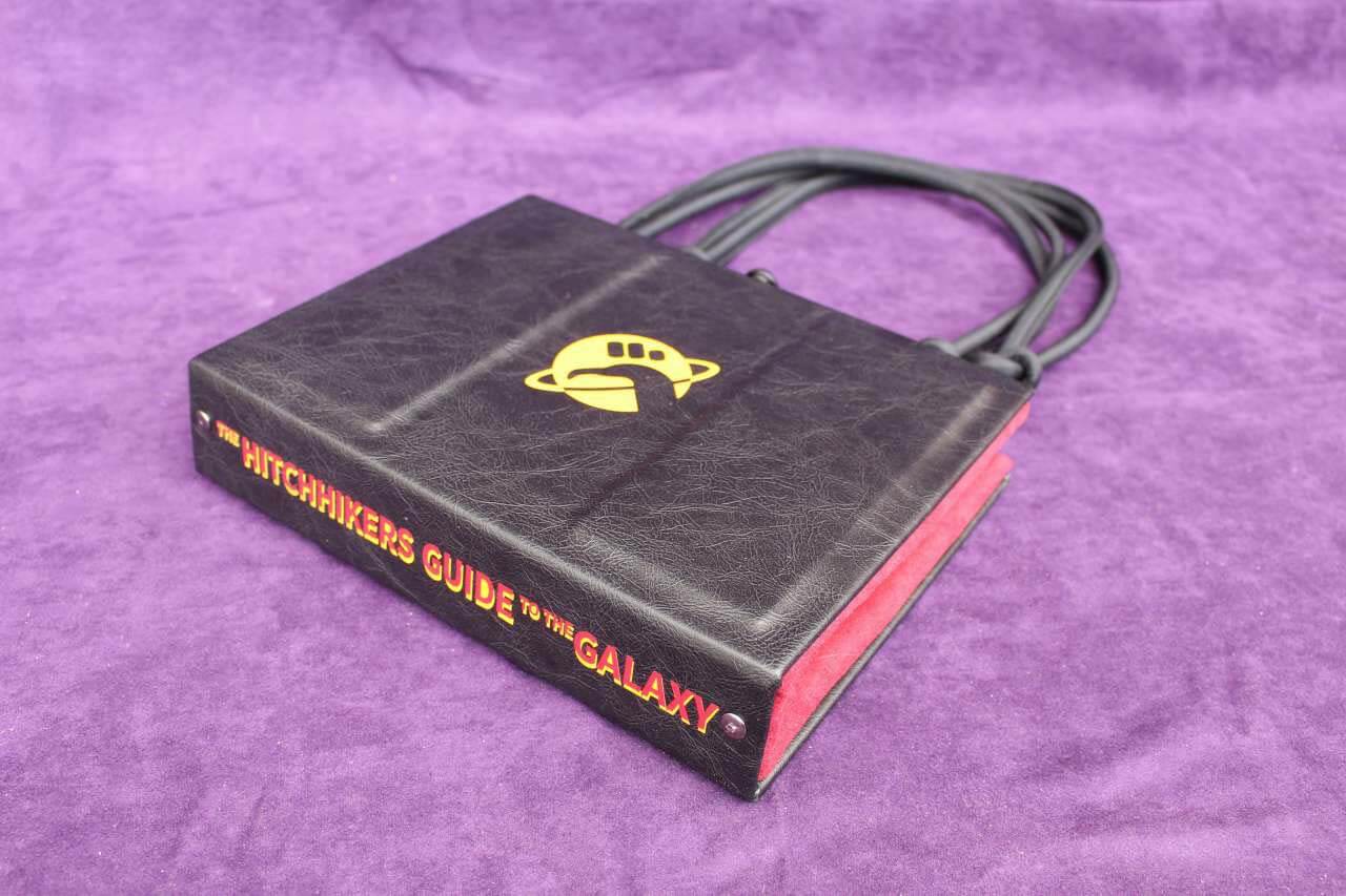 The Hitchhikers Guide to the Galaxy Book Hand Bag - Custom HHGTTG Book Replica / Clutch / Purse / Satchel
