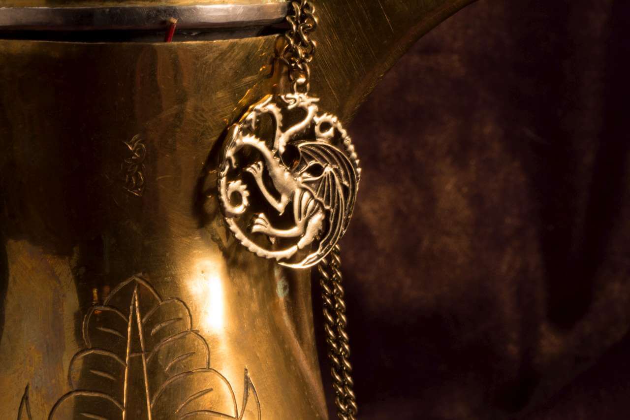 Game of Thrones House Targaryen Antique Gold Dragon Pendant Necklace