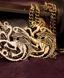 Game of Thrones House Targaryen Antique Gold Dragon Pendant Necklace