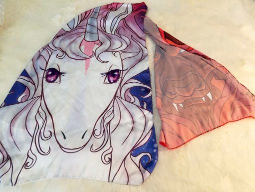 The Last Unicorn Licensed Merchandise Scarf Silk Red Bull Amalthea Schmendrick Peter S Beagle Polyester Apparel