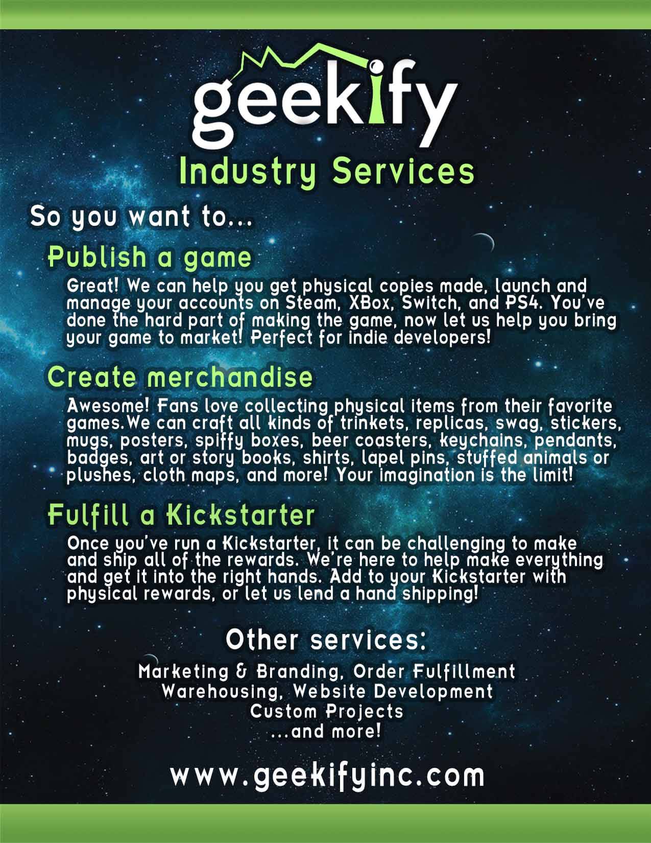 Geekify Video Game Publishing Sales Sheet Indie Game Publishing Development