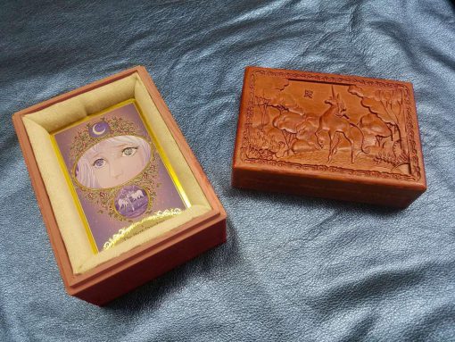 Last Unicorn Tarot Card Carved Ornate Deck Box
