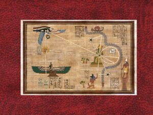 A cloth map to the lost Egyptian city of Hamunaptra -- inspired by the 1999 film, The Mummy.