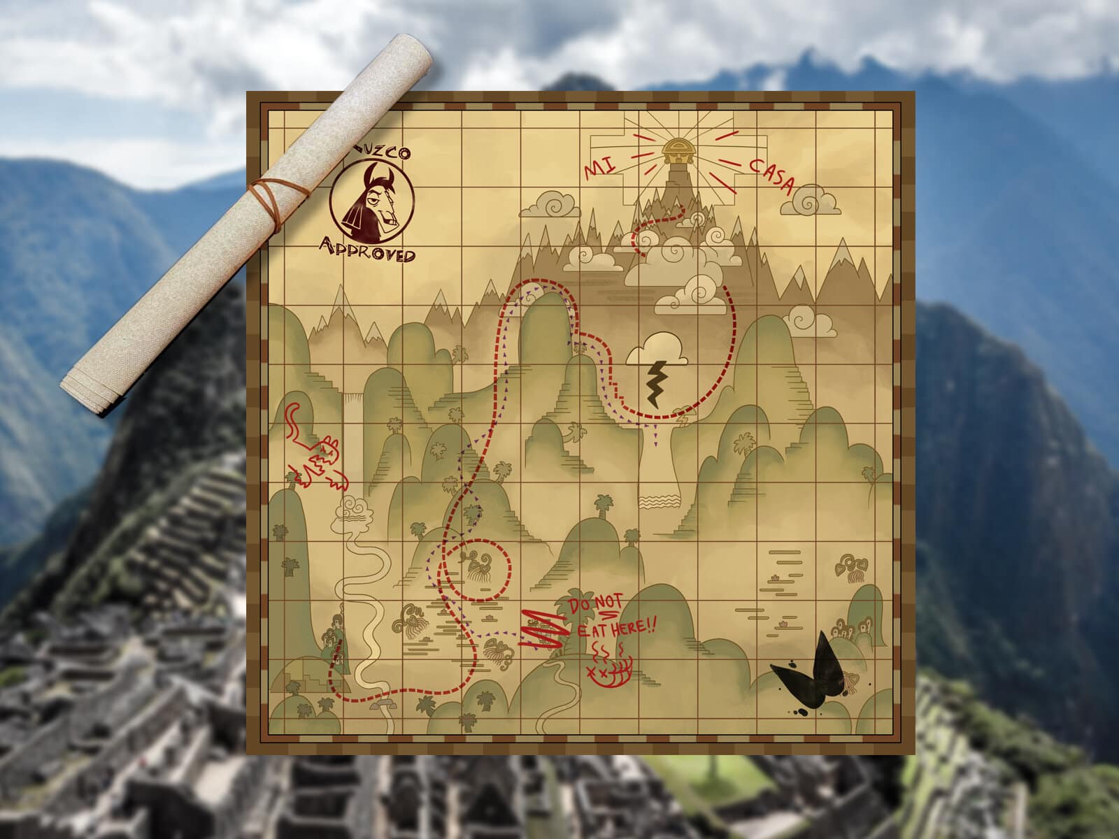 Emperors New Groove Map Kuzco Pacha Yzma Kronk Route 3